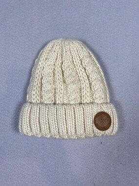 Roxy Womens Cream Cable Knit Beanie Folded Cuff Acrylic Winter Accessory